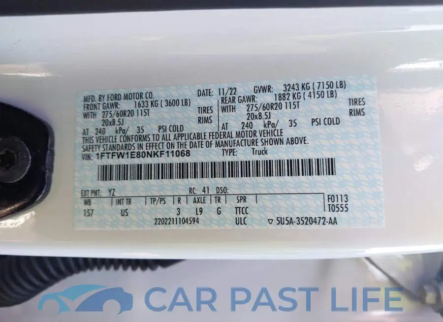 1FTFW1E80NKF11068# 9