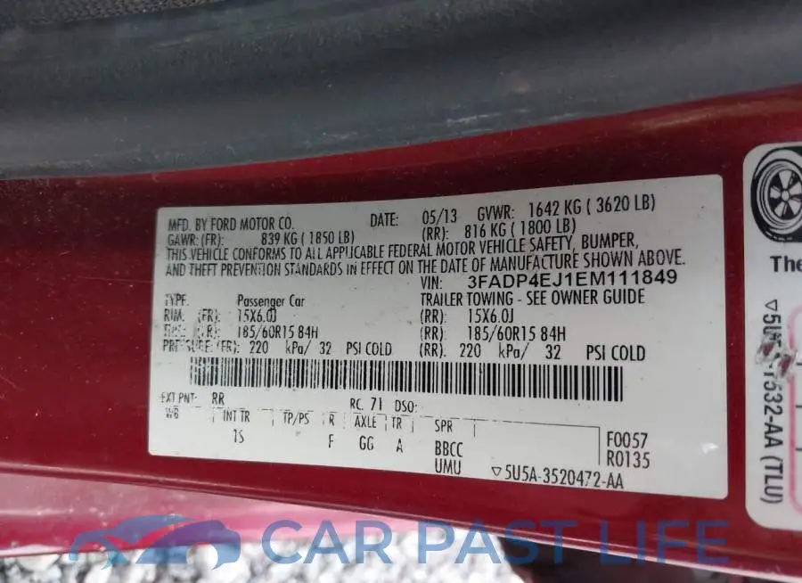 3FADP4EJ1EM111849# 9