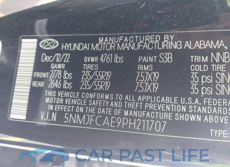 5NMJFCAE9PH211707# 9