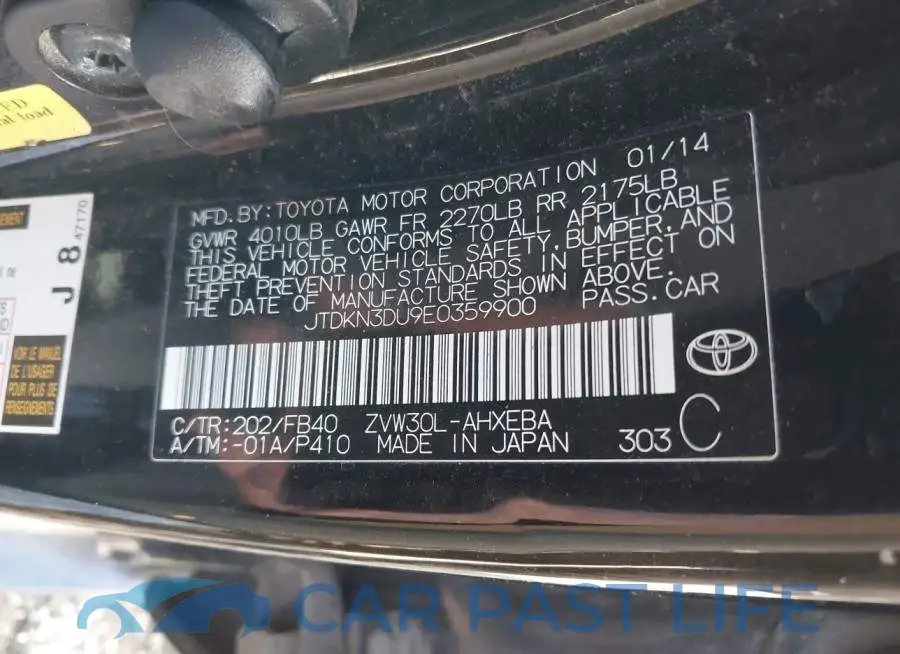 JTDKN3DU9E0359900# 9