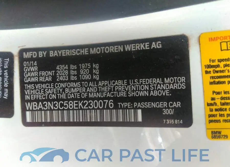 WBA3N3C58EK230076# 9