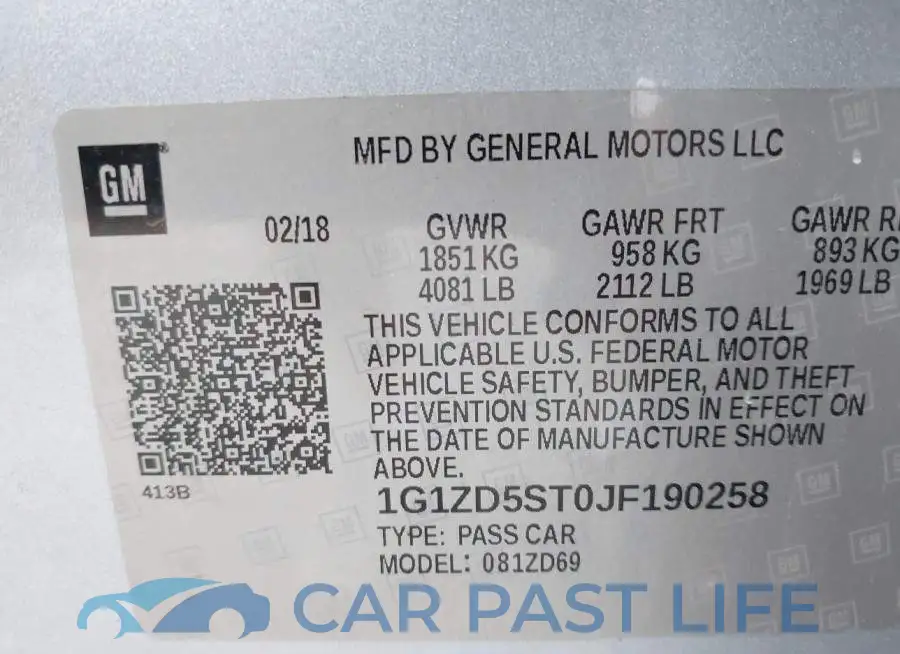 1G1ZD5ST0JF190258# 9