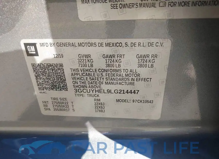 3GCUYHEL9LG214447# 9