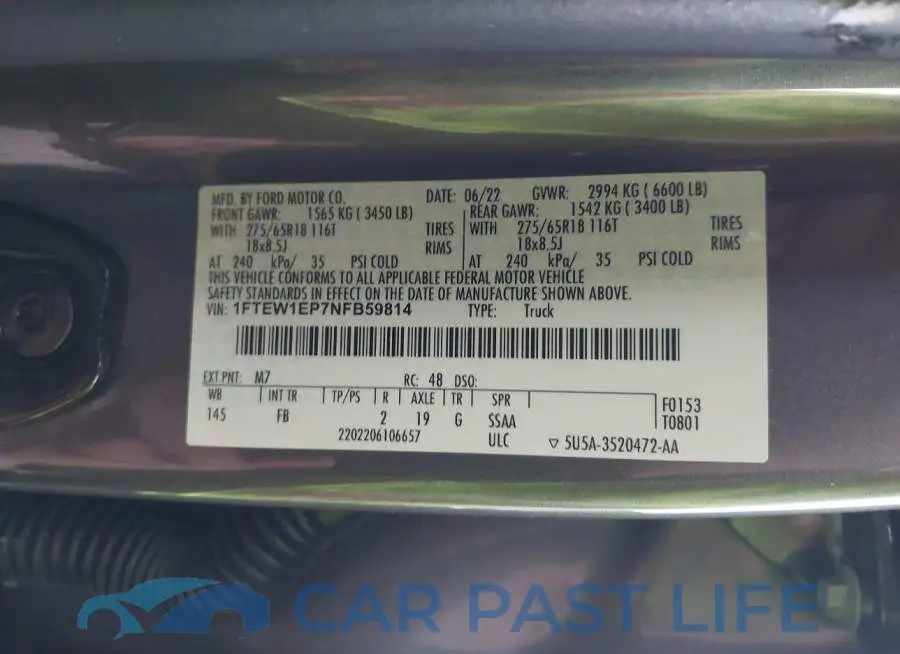1FTEW1EP7NFB59814# 9