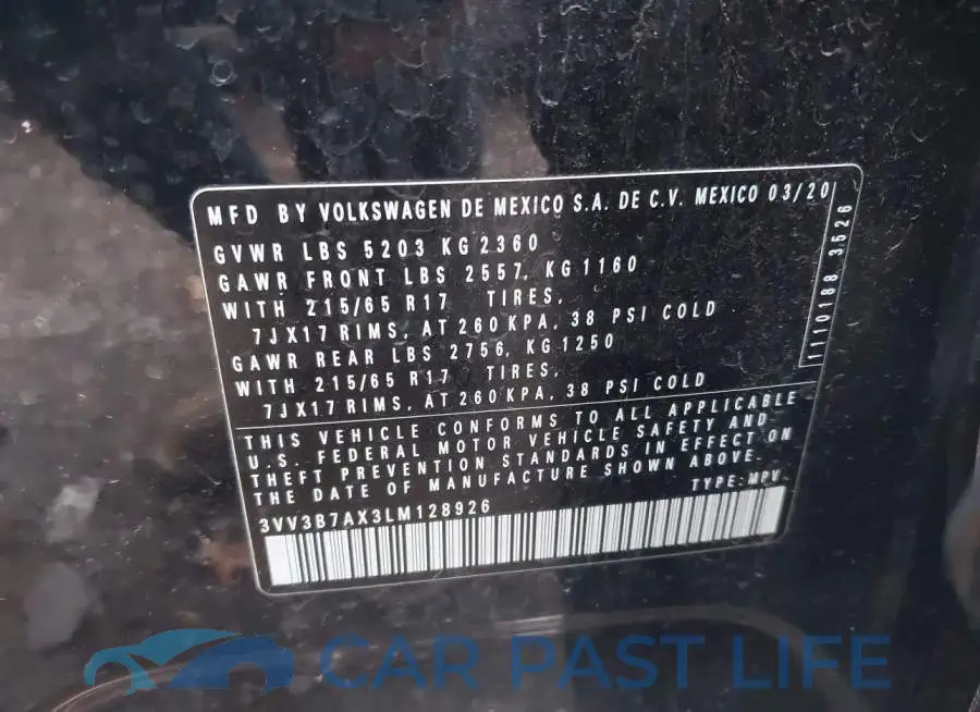 3VV3B7AX3LM128926# 9
