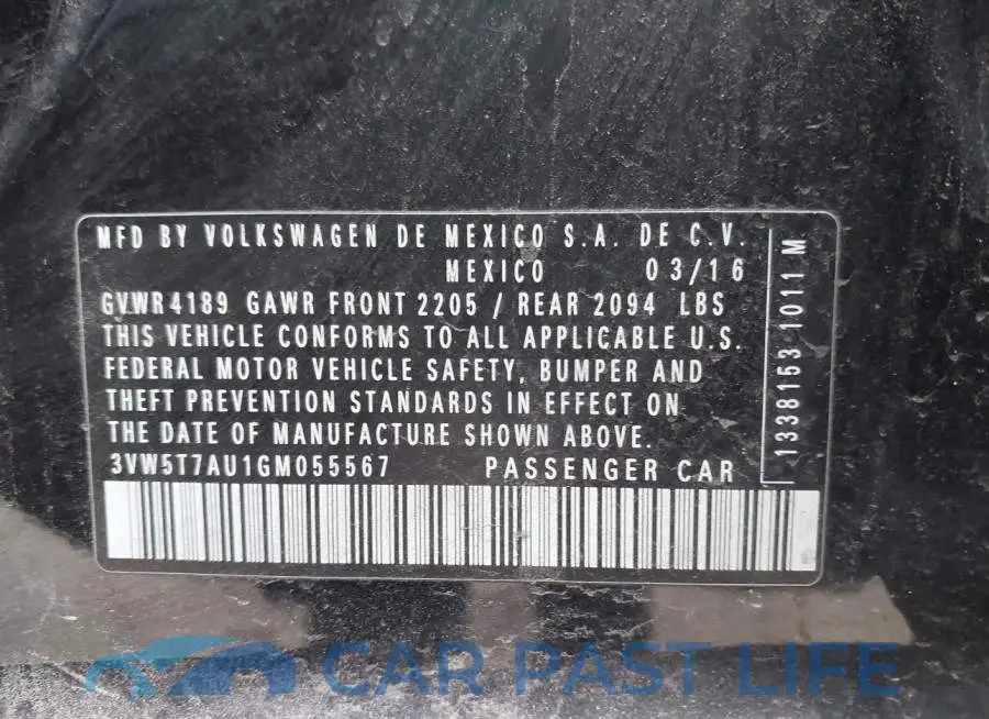 3VW5T7AU1GM055567# 9
