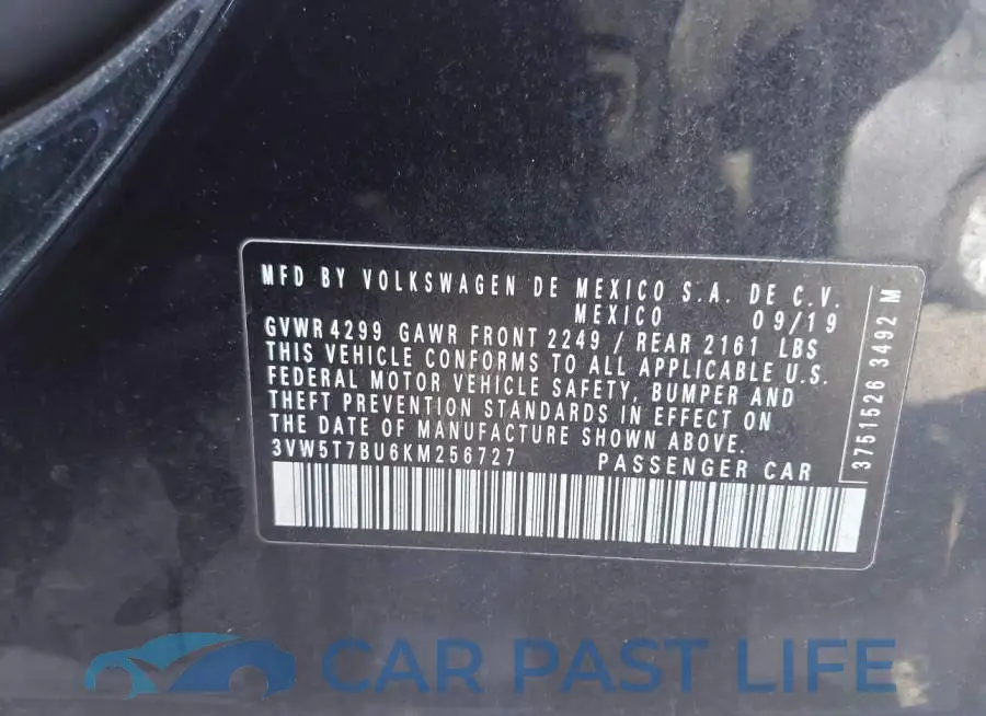 3VW5T7BU6KM256727# 9