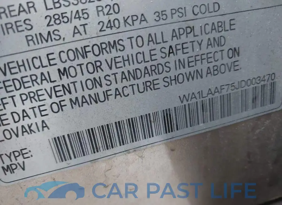 WA1LAAF75JD003470# 9