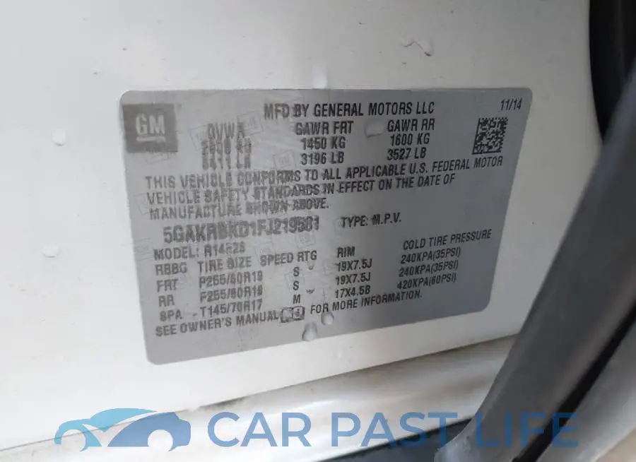 5GAKRBKD1FJ219581# 9