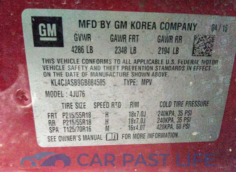 KL4CJASB9GB684585# 9