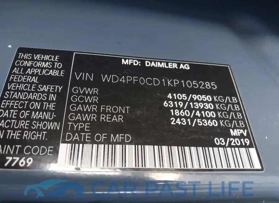 WD4PF0CD1KP105285# 9