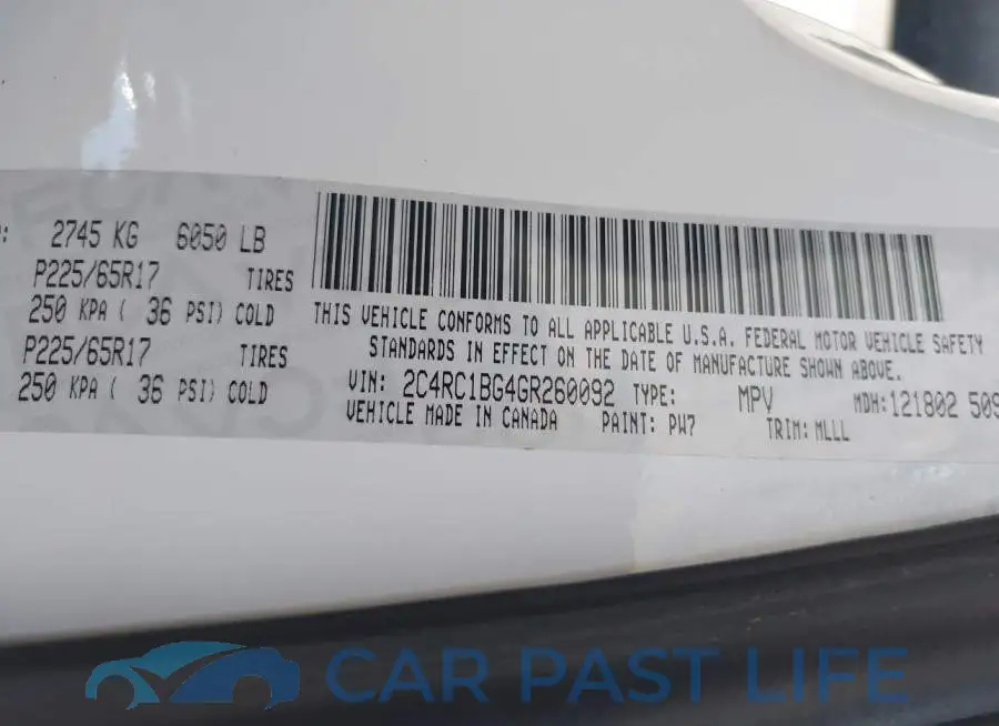 2C4RC1BG4GR260092# 9