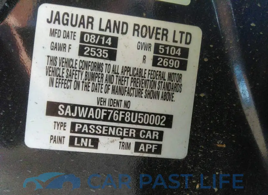 SAJWA0F76F8U50002# 9