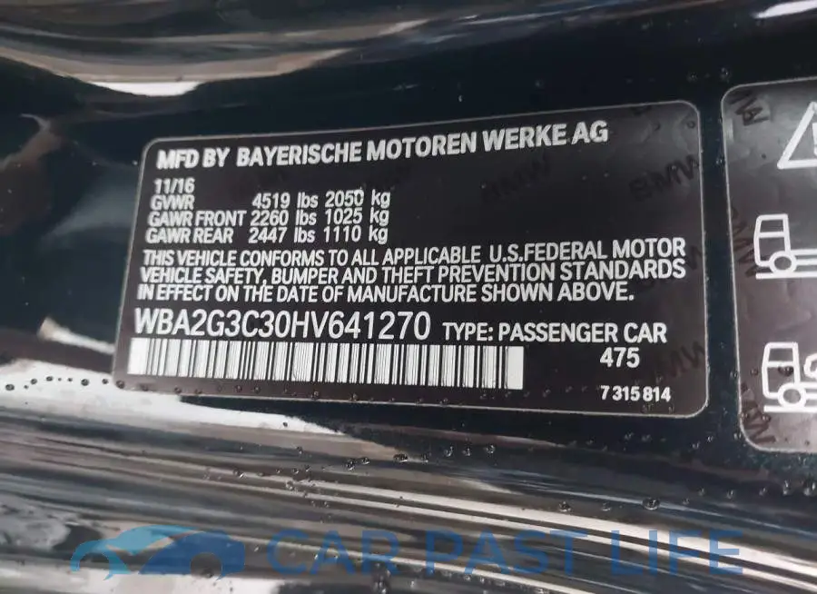 WBA2G3C30HV641270# 9