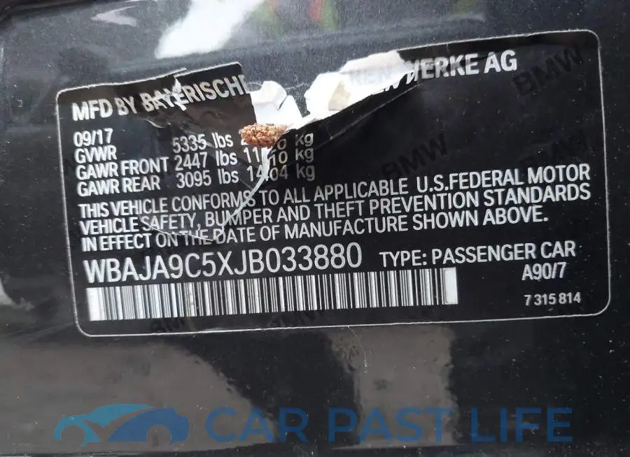 WBAJA9C5XJB033880# 9