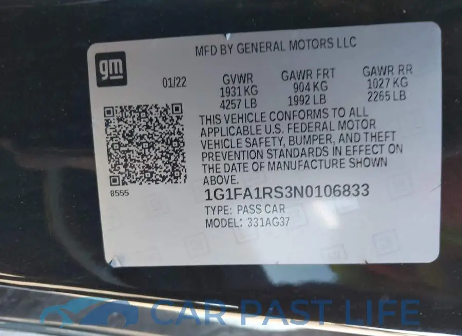 1G1FA1RS3N0106833# 9