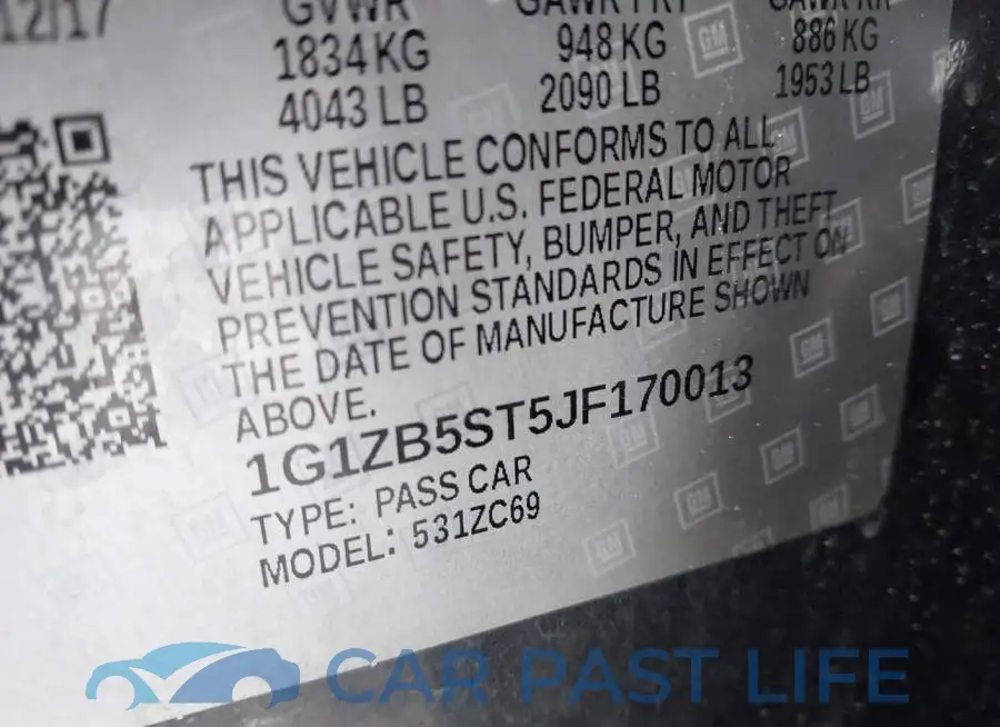 1G1ZB5ST5JF170013# 9