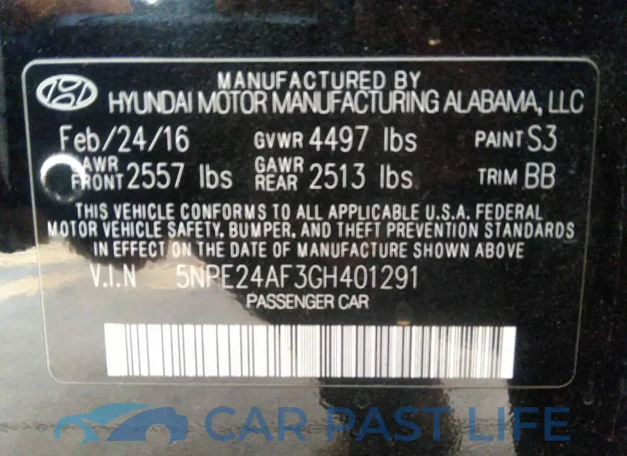 5NPE24AF3GH401291# 9