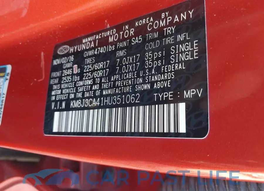 KM8J3CA41HU351062# 9