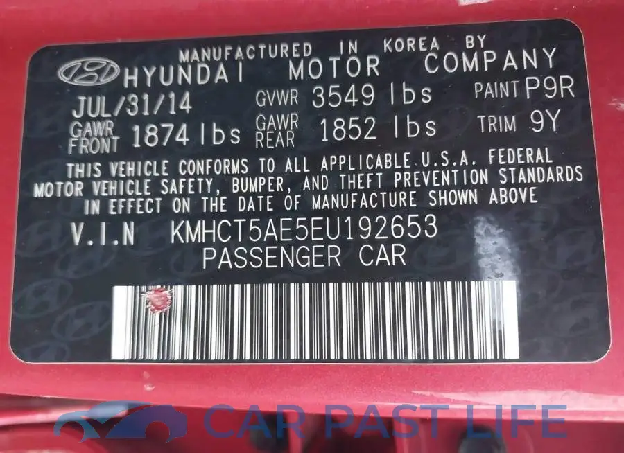 KMHCT5AE5EU192653# 9