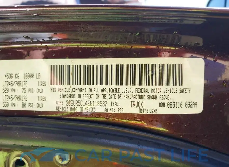 3C6UR5CL4EG118587# 9