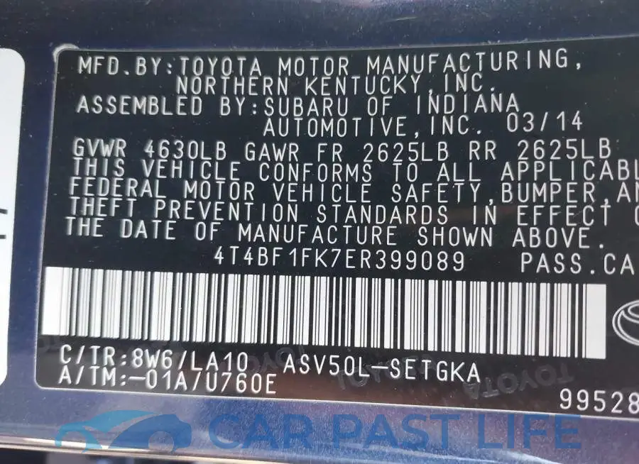 4T4BF1FK7ER399089# 9