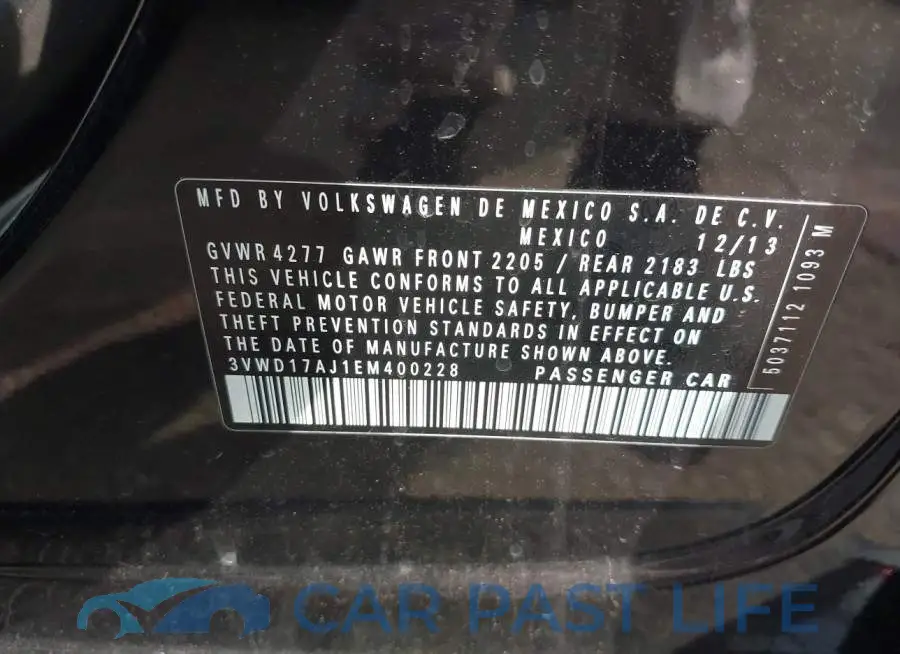 3VWD17AJ1EM400228# 9