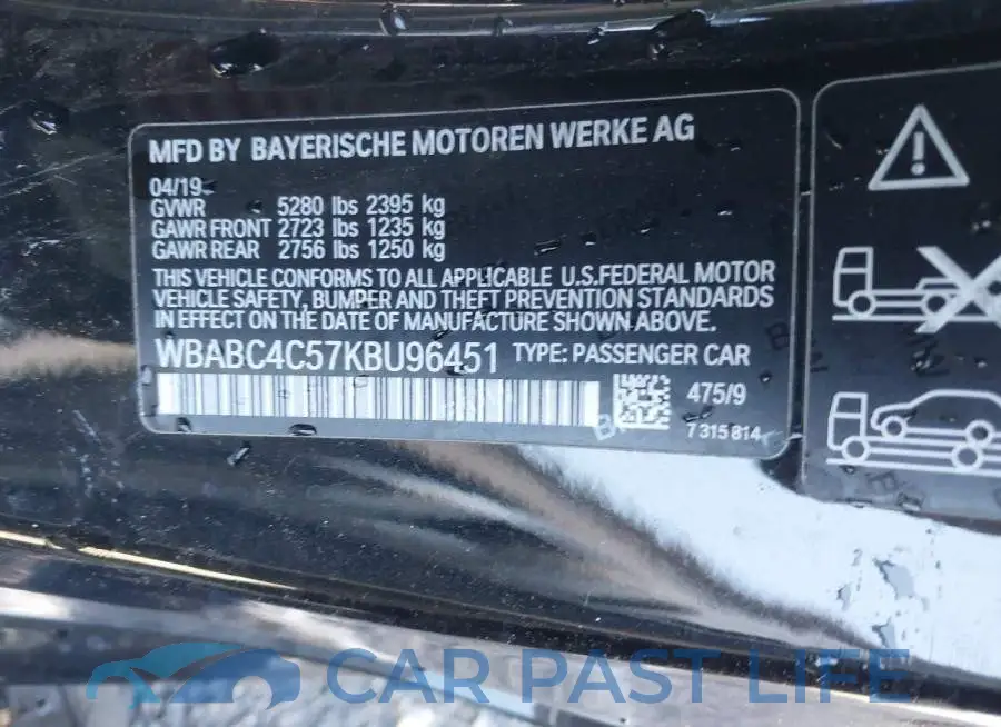 WBABC4C57KBU96451# 9