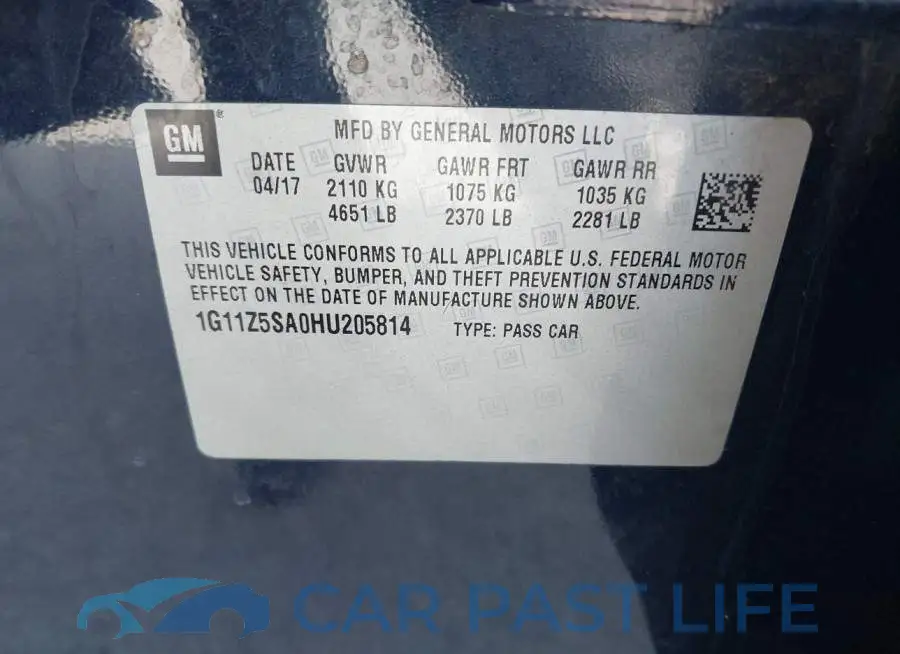 1G11Z5SA0HU205814# 9