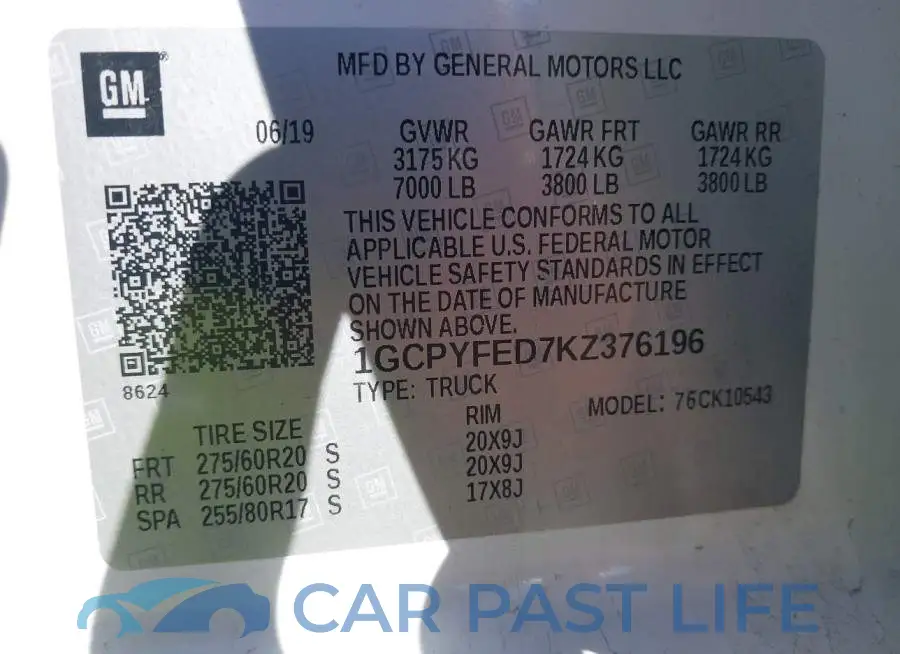 1GCPYFED7KZ376196# 9