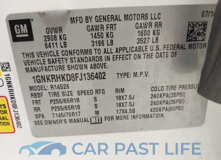 1GNKRHKD8FJ136402# 9