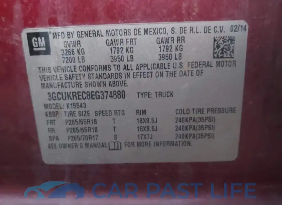 3GCUKREC8EG374880# 9