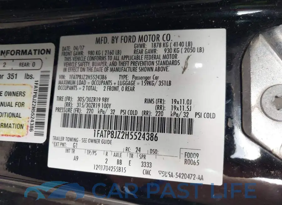 1FATP8JZ2H5524386# 9