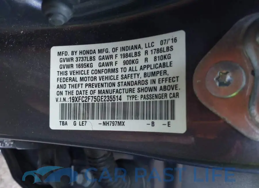 19XFC2F75GE235514# 9