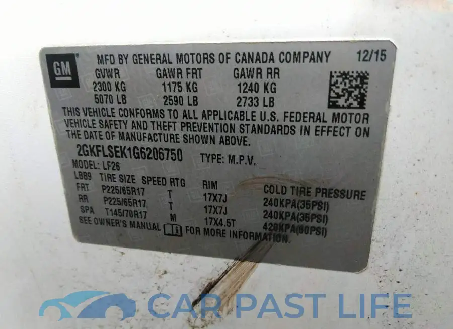 2GKFLSEK1G6206750# 9
