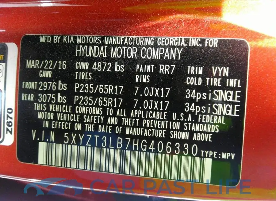 5XYZT3LB7HG406330# 9