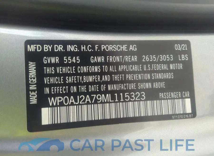 WP0AJ2A79ML115323# 9