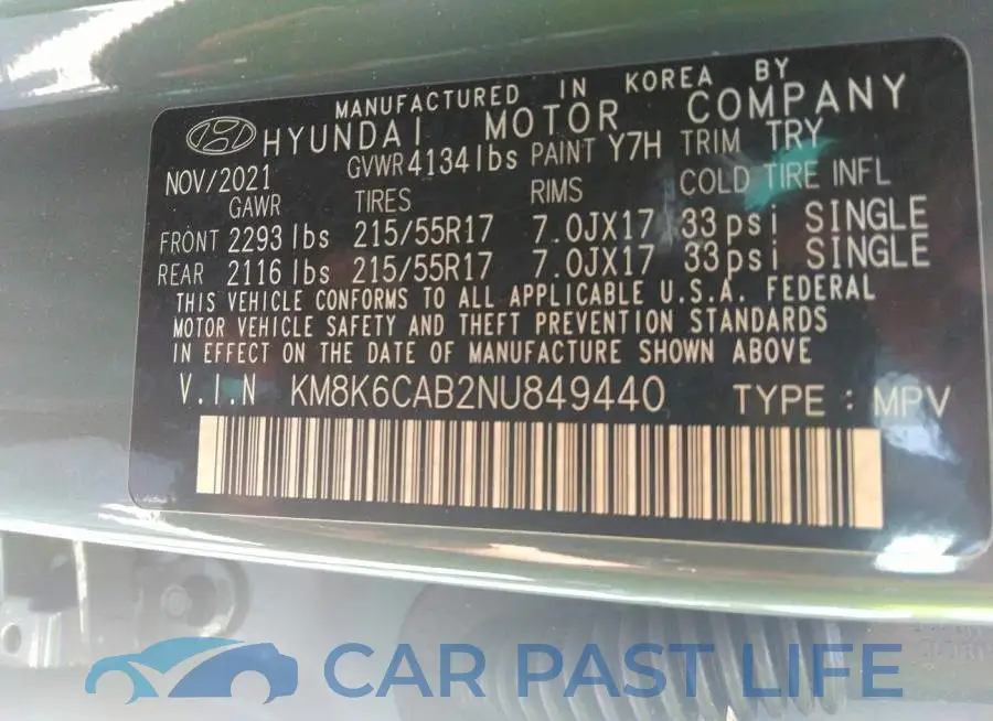 KM8K6CAB2NU849440# 9