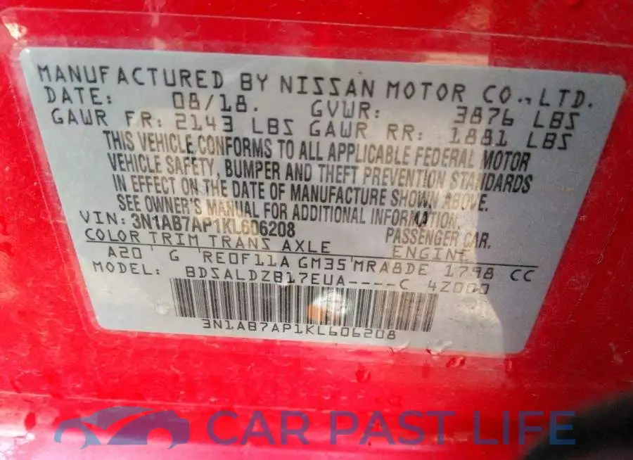 3N1AB7AP1KL606208# 9