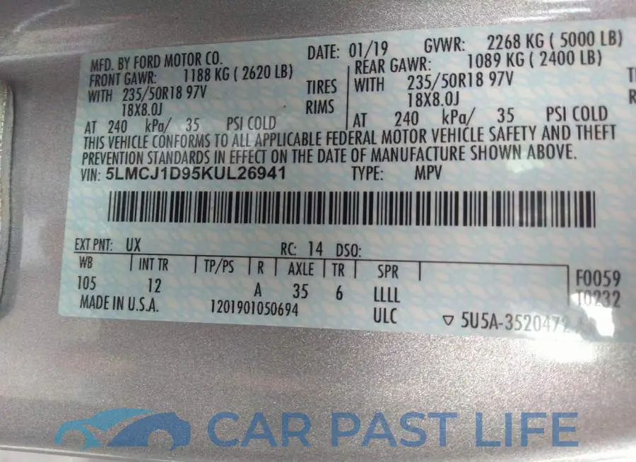 5LMCJ1D95KUL26941# 9
