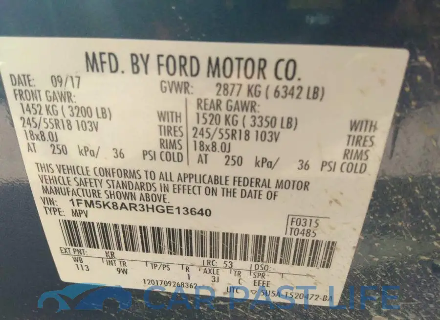 1FM5K8AR3HGE13640# 9