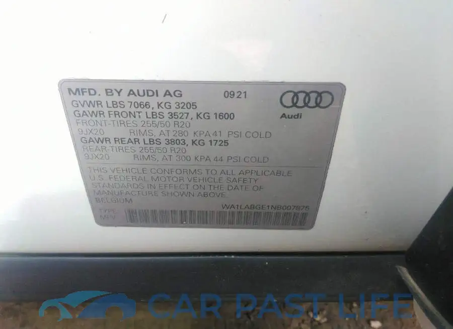 WA1LABGE1NB007875# 9