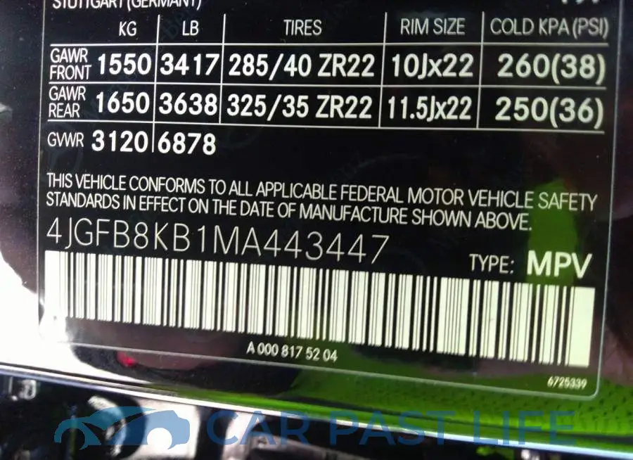 4JGFB8KB1MA443447# 9