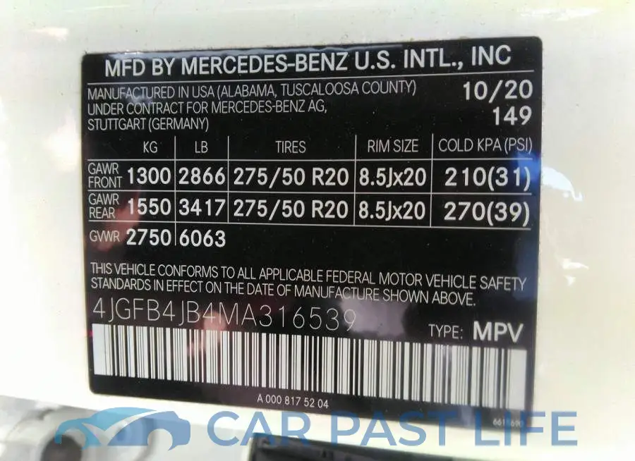 4JGFB4JB4MA316539# 9