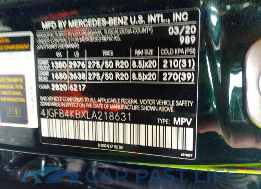 4JGFB4KBXLA218631# 9