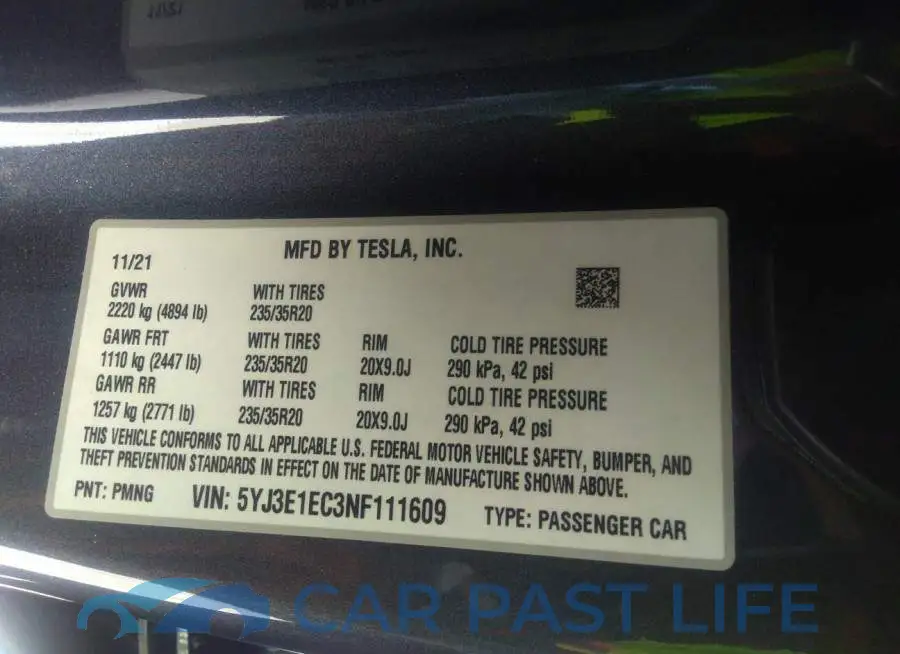 5YJ3E1EC3NF111609# 9