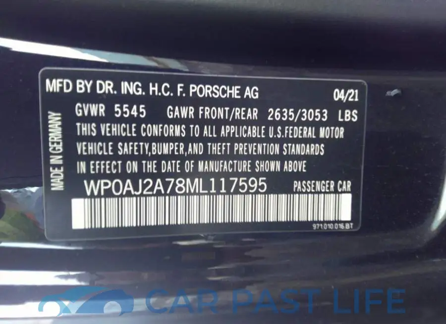 WP0AJ2A78ML117595# 9