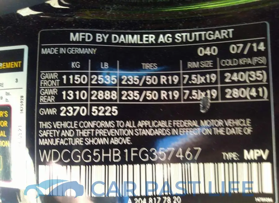 WDCGG5HB1FG357467# 9