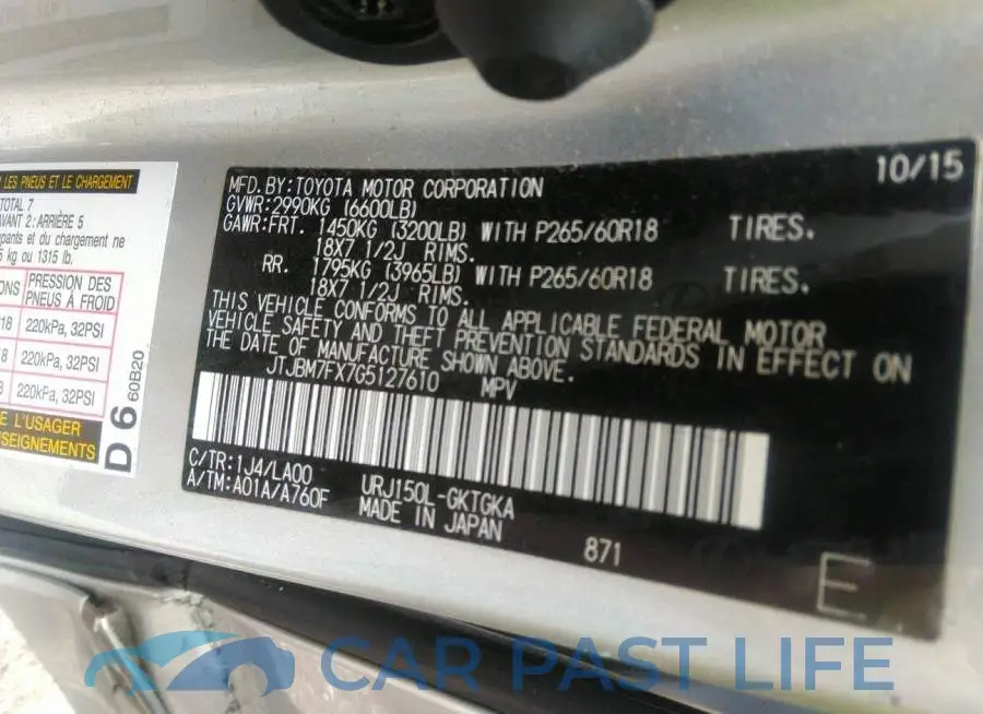 JTJBM7FX7G5127610# 9