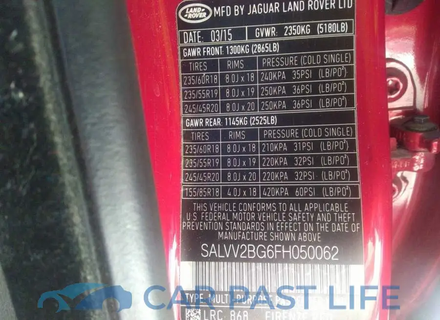SALVV2BG6FH050062# 9